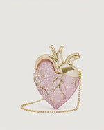 Maren sac à bandoulière en forme de cœur avec cristaux artificiels - Rose