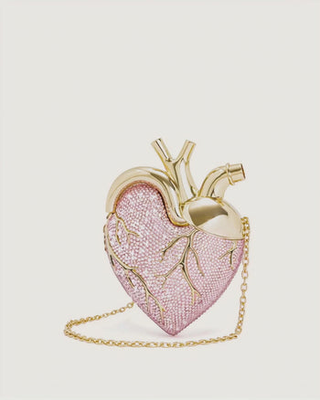 Maren sac à bandoulière en forme de cœur avec cristaux artificiels - Rose