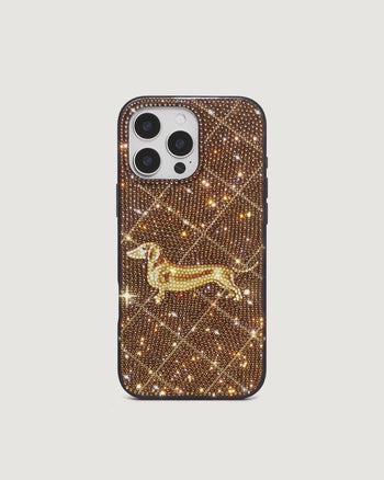 Coque de téléphone en cristal artificiel Motif Teckel - Marron