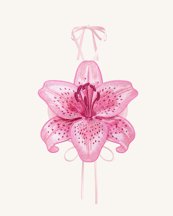Crop top dos nu 3D motif lys - Rose