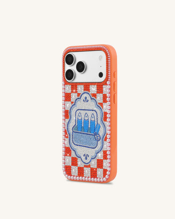 Coque de téléphone cristal artificiel sardines méditerranéennes - Orange