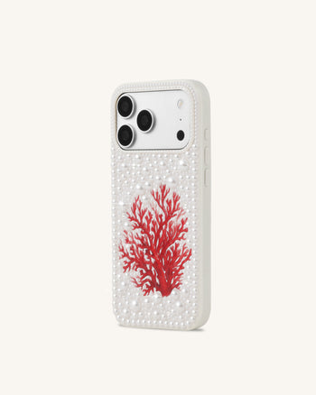 Coque de téléphone perle corail rouge - Blanc
