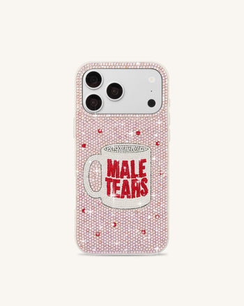 Coque de téléphone mug Male Tears en strass - Rose