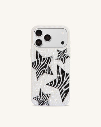 Coque de téléphone étoile zèbre en perles - Blanc