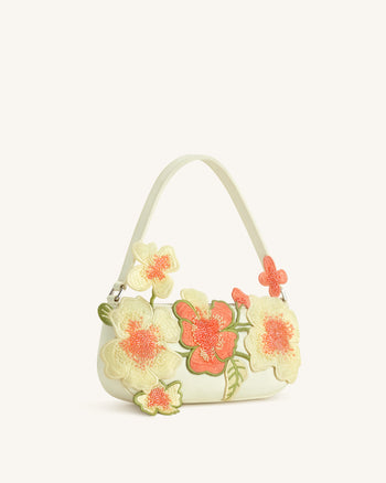 Sac bandoulière orné de perles Leona - Blanc cassé