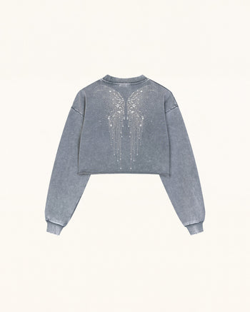 Sweat-shirt à ailes de cristal dégoulinantes angéliques - Nuage de cendres Don't Touch Me!