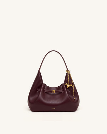 Maeve Sac Hobo souple avec breloque teckel - Bordeaux profond
