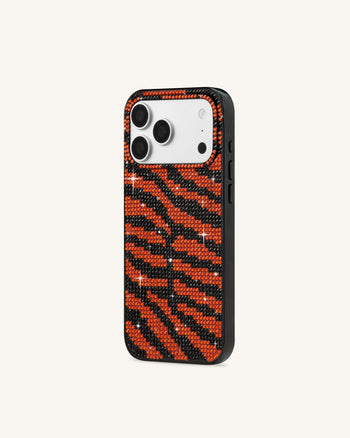 Coque de téléphone cristal artificiel motif tigre - Noir