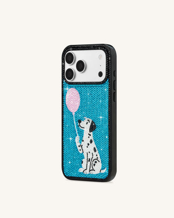 Coque de téléphone cristal artificiel dalmatien ballon - Noir