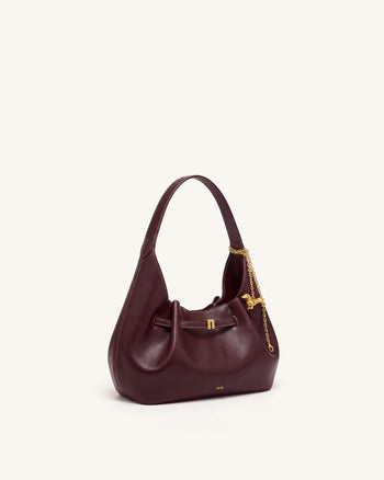 Maeve Sac Hobo souple avec breloque teckel - Bordeaux profond