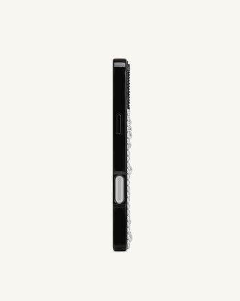 Coque de téléphone chiot en perles et cristaux artificiels - Noir