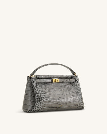 Carmen Sac à main aspect crocodile - Gris