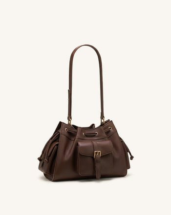 Harper Sac porté épaule à cordon de serrage - Marron
