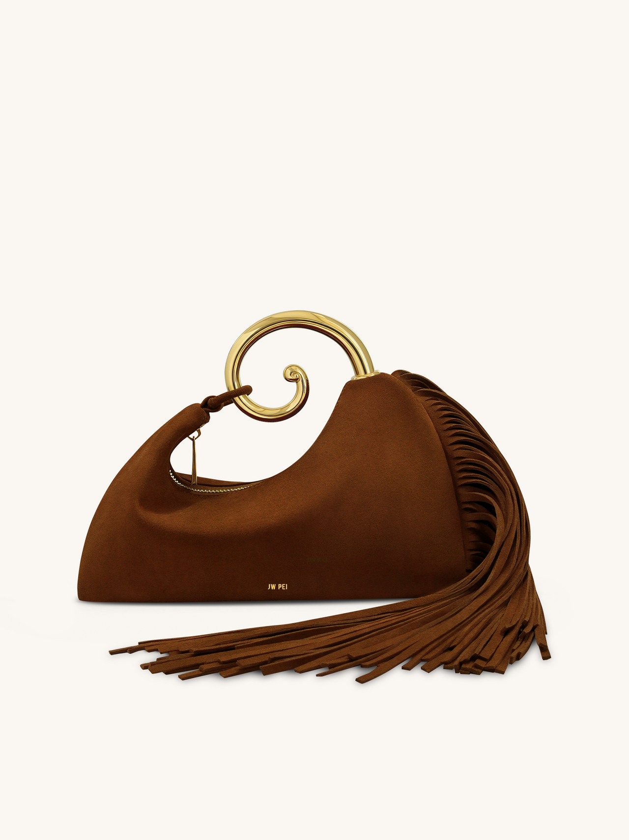 Sac à main avec anse supérieure et franges métalliques Nell - Marron Moka