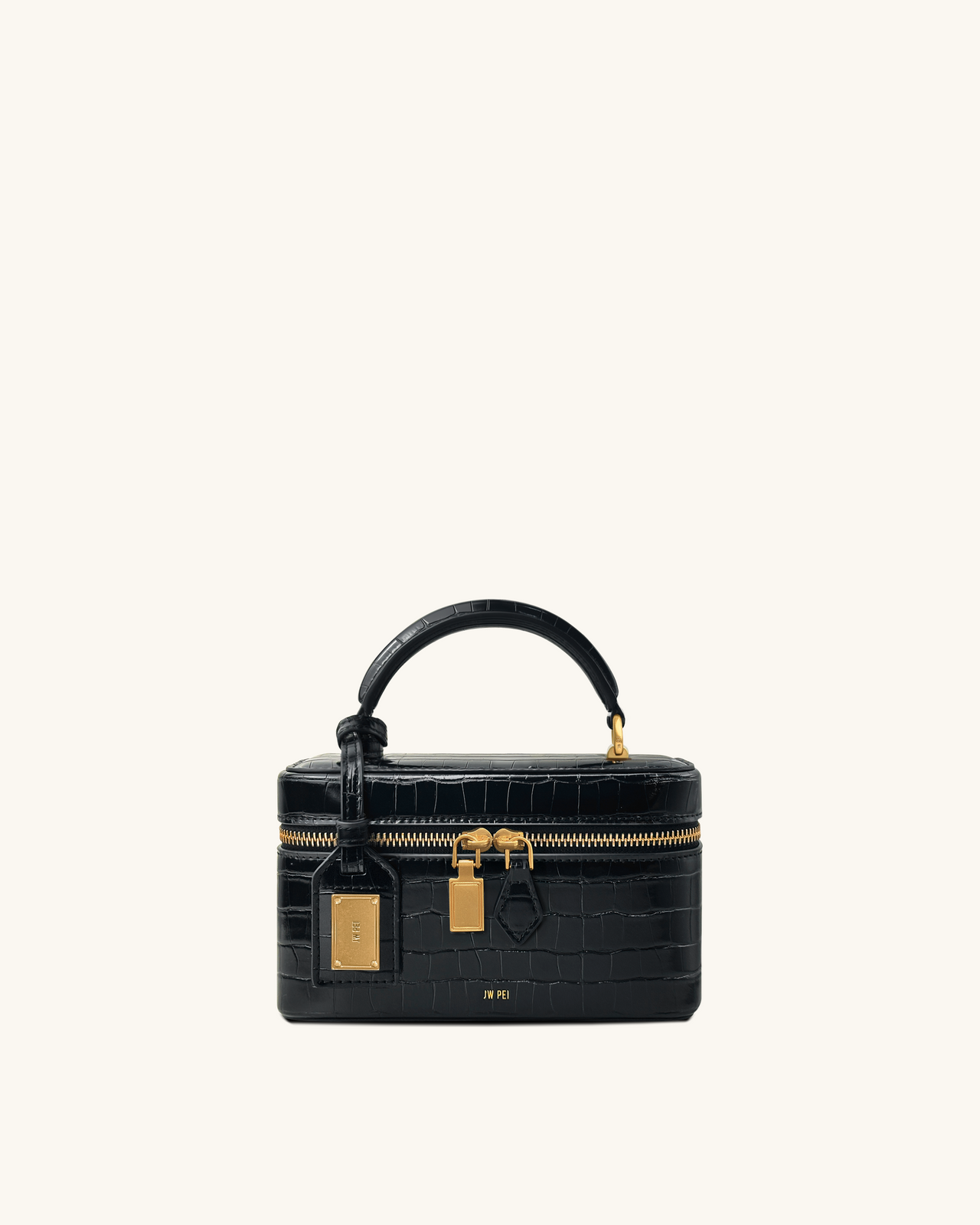 Sac à poignée supérieure forme boîte Cleo - Croco noir