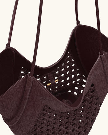 Sac fourre-tout à empiècement tissé Maribel - Bordeaux