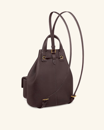 Avery Sac à dos utilitaire à cordon de serrage grainé – Marron foncé