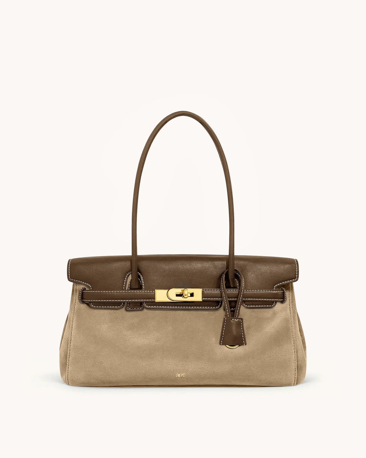 Sac épaule Yara en daim synthétique – Marron foncé