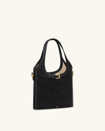Brooke Mini Sac à main à poignée supérieure orné et ceinturé - Noir