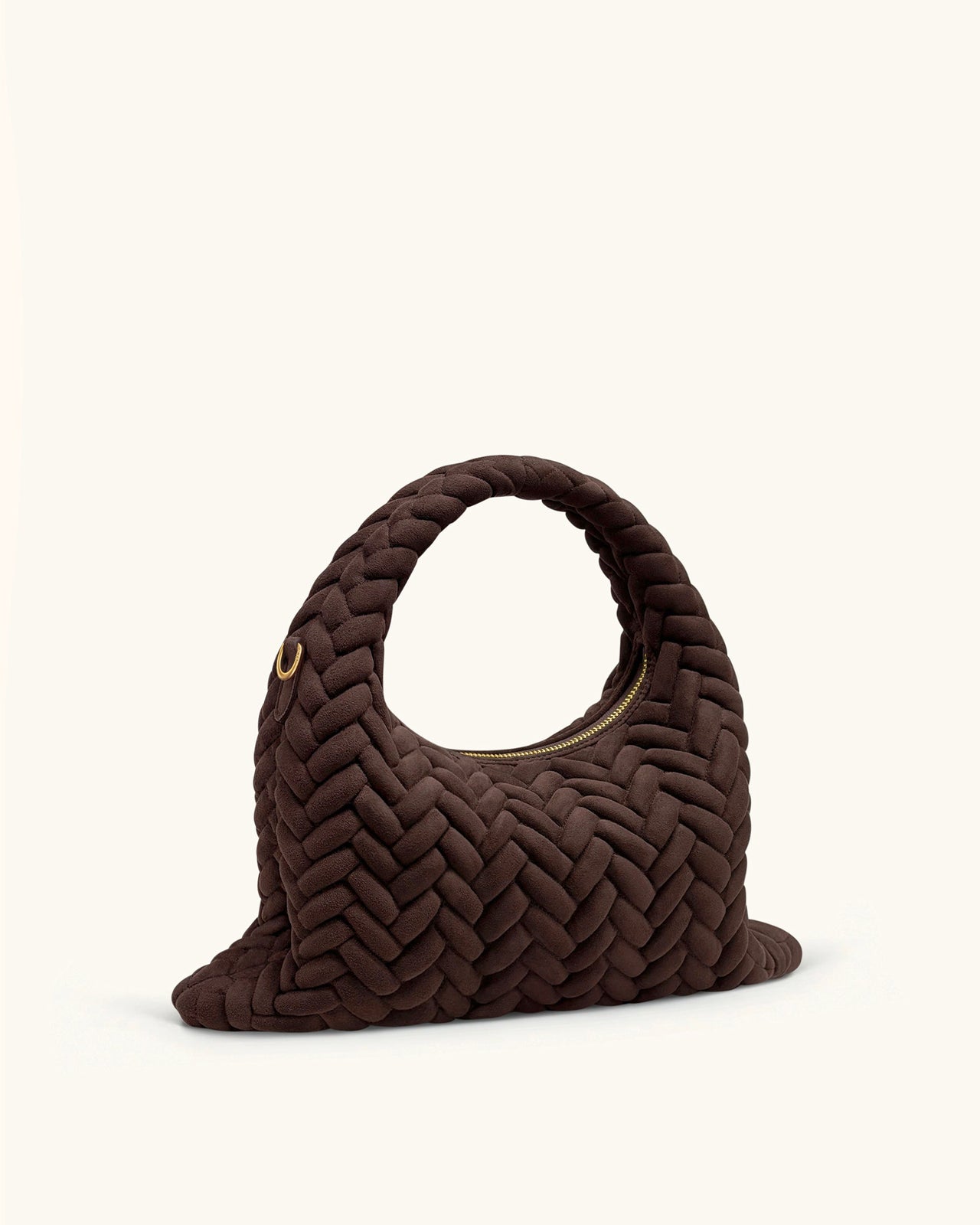 Sac à poignée matelassé en faux daim Cora - Marron foncé