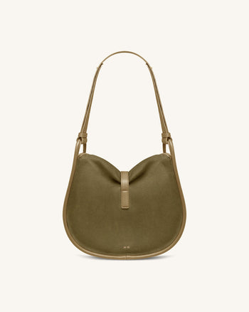 Arla Petit sac hobo en faux daim - Vert olive