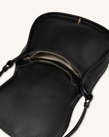 Sac hobo Arla - Cuir grainé noir