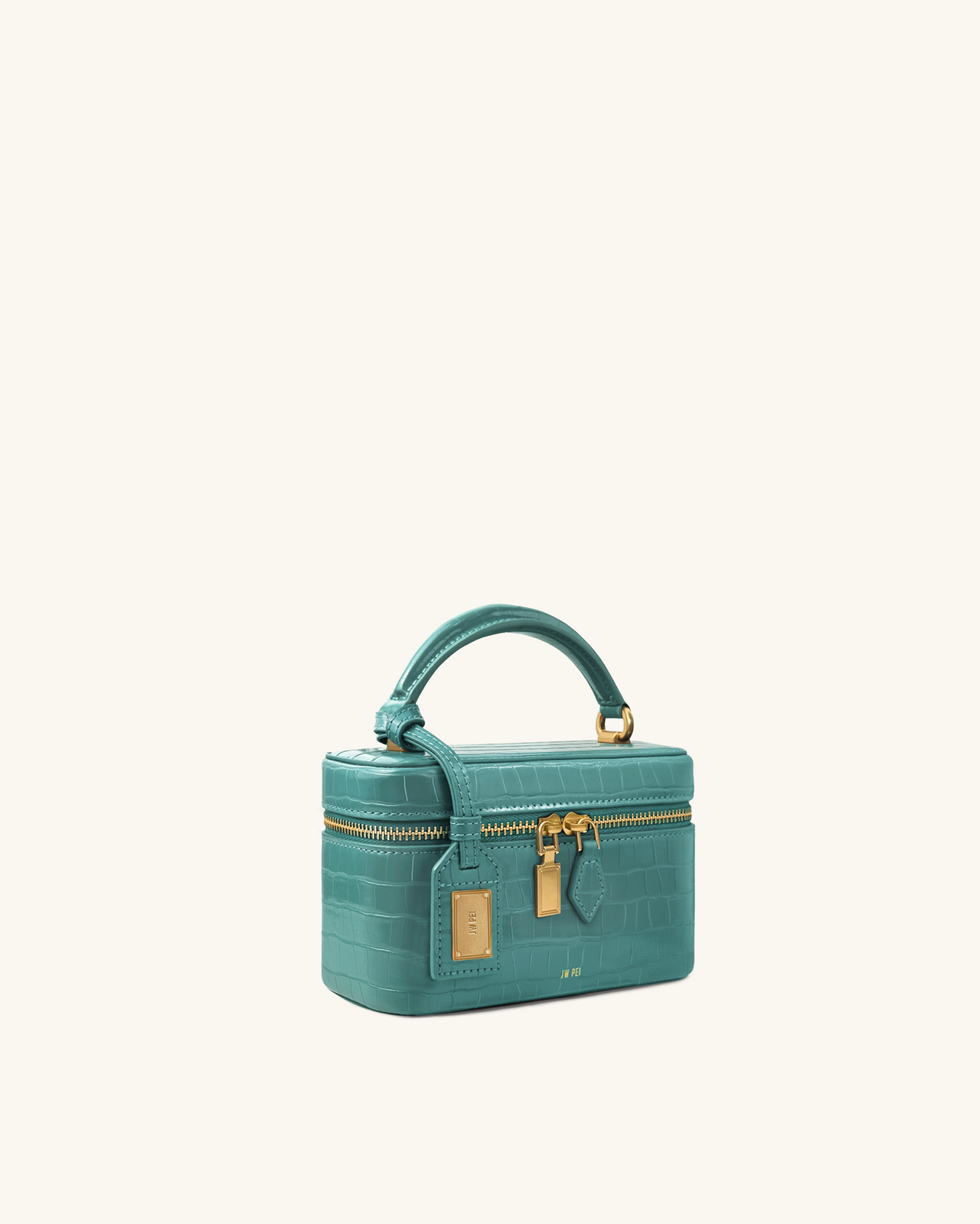 Sac à poignée supérieure forme boîte Cleo - Croco vert