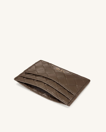 Porte-cartes Effet Tressé - Brun Cacao