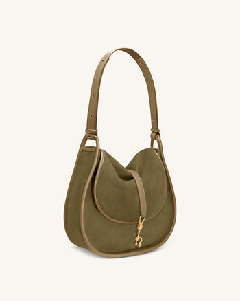 Arla Petit sac hobo en faux daim - Vert olive