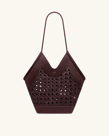 Sac fourre-tout à empiècement tissé Maribel - Bordeaux