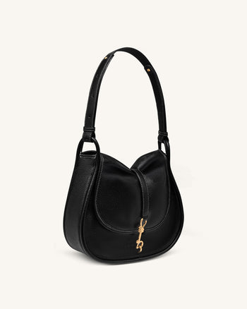 Sac hobo Arla - Cuir grainé noir
