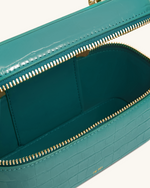 Sac à poignée supérieure forme boîte Cleo - Croco vert