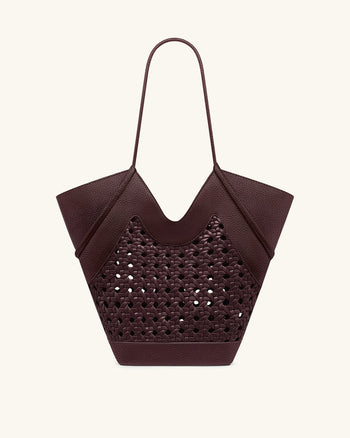 Sac fourre-tout à empiècement tissé Maribel - Bordeaux