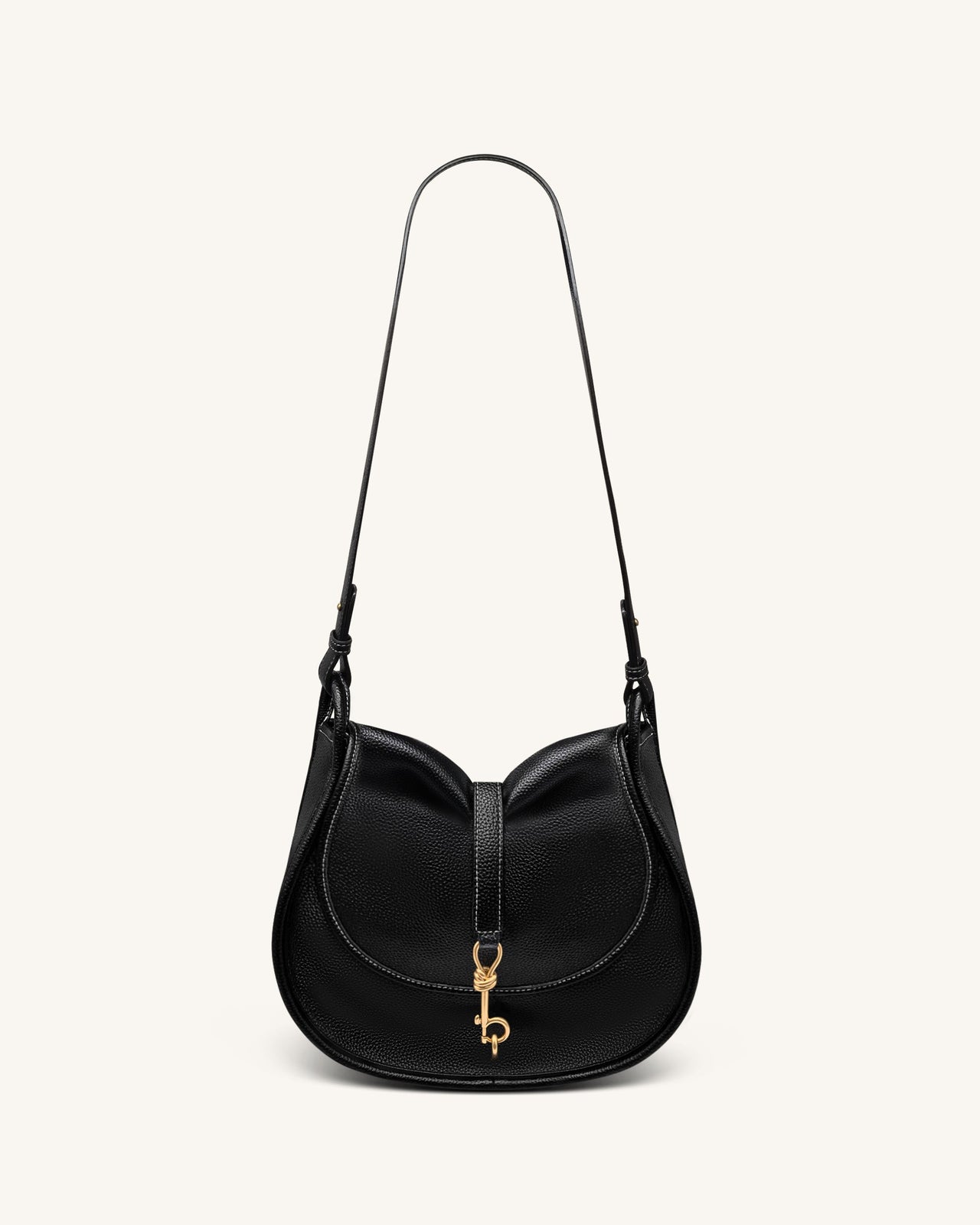 Sac hobo Arla - Cuir grainé noir