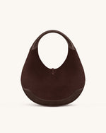 Colette Sac Hobo Croissant en Fausse Suede - Marron Foncé