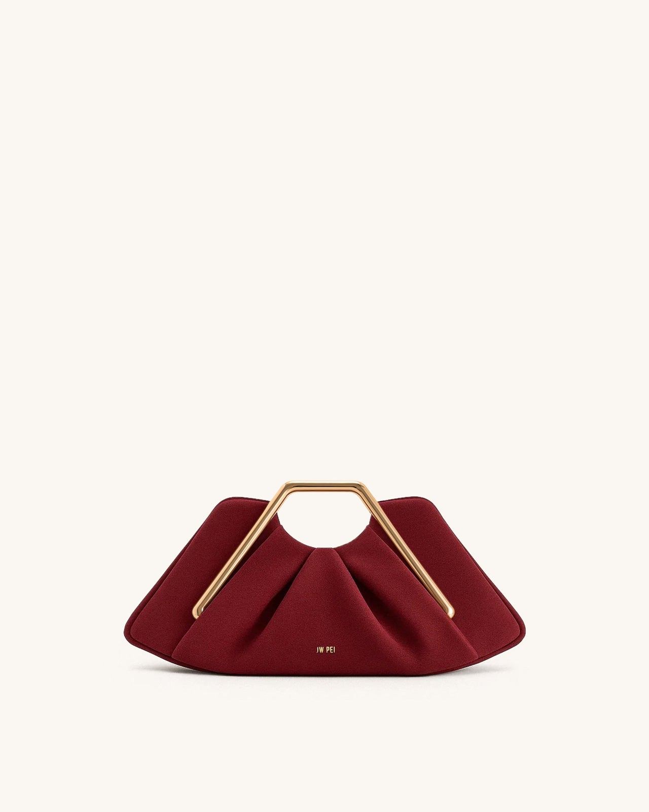 Pochette rigide Lila en faux daim avec cadre métallique - Rouge