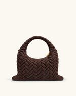 Sac à poignée matelassé en faux daim Cora - Marron foncé