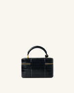 Sac à poignée supérieure forme boîte Cleo - Croco noir