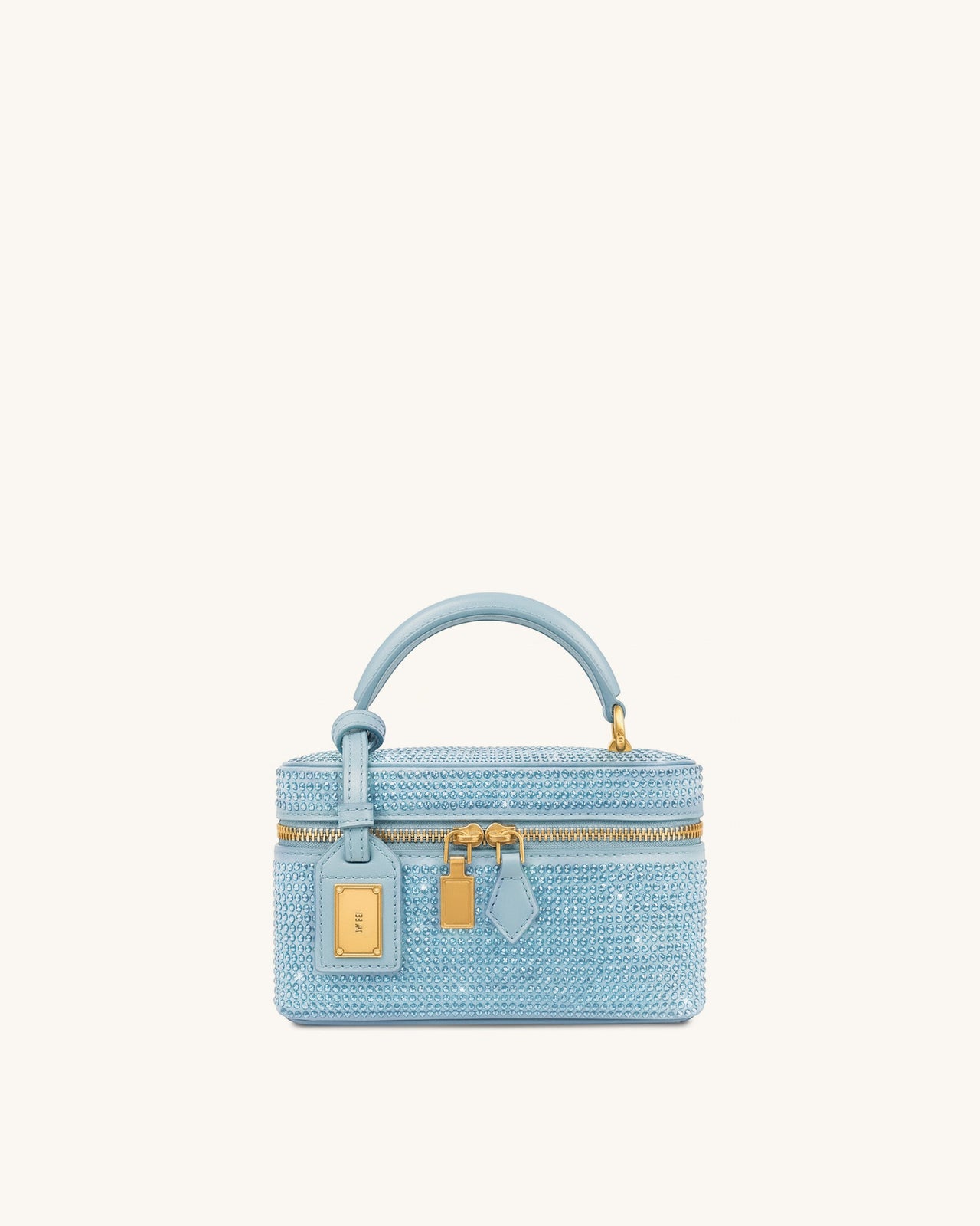 Sac à main avec anse supérieure en forme de boîte et cristal artificiel Cleo - Bleu