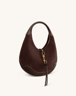 Colette Sac Hobo Croissant en Fausse Suede - Marron Foncé