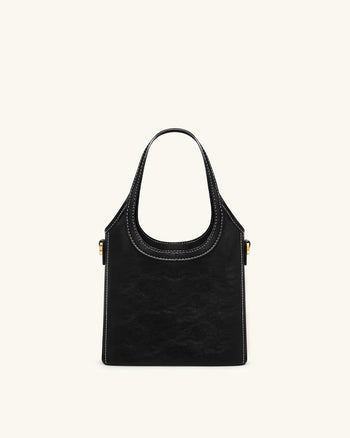 Brooke Mini Sac à main à poignée supérieure orné et ceinturé - Noir