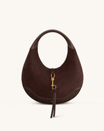 Colette Sac Hobo Croissant en Fausse Suede - Marron Foncé