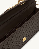 Celeste Sac à anse supérieure forme enveloppe tressé texturé - Marron foncé