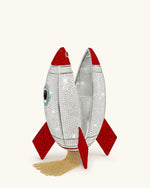 Pochette en Faux Cristal Forme Rocket - Argent