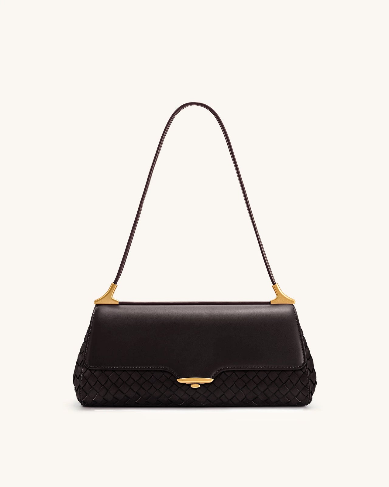 Sac à épaule Eloise tissé - Marron foncé