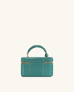 Sac à poignée supérieure forme boîte Cleo - Croco vert