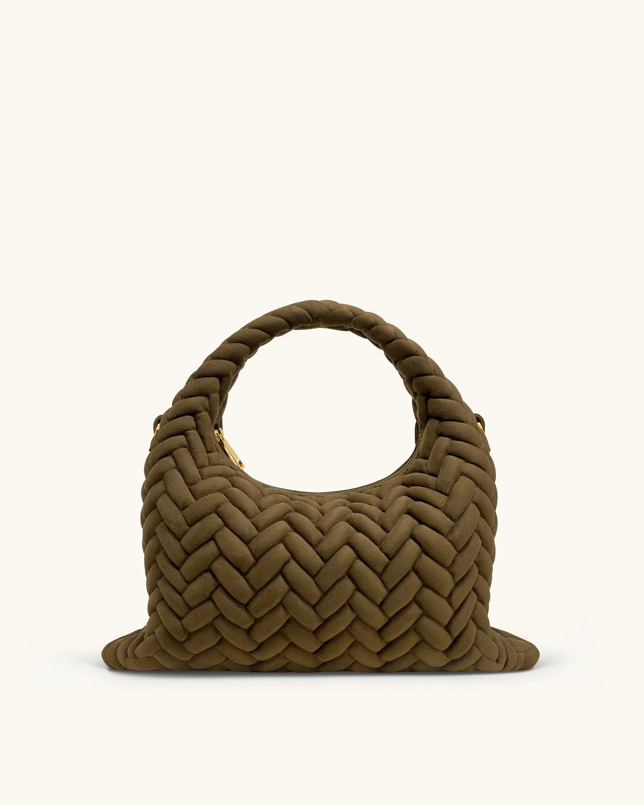 Sac à poignée matelassé en faux daim Cora - Vert olive