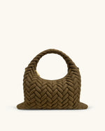 Sac à poignée matelassé en faux daim Cora - Vert olive