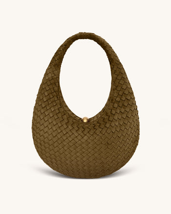 Nola Sac hobo bandoulière tressé en faux daim - Vert olive