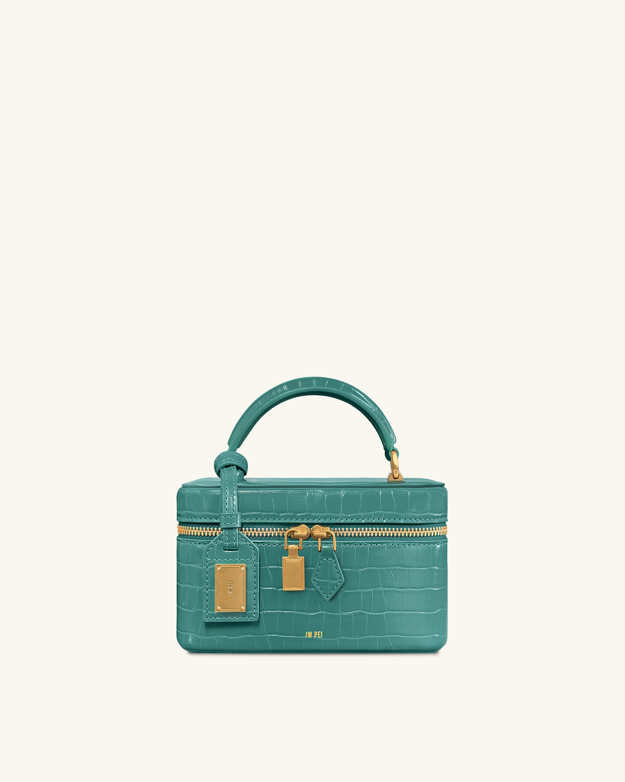Sac à poignée supérieure forme boîte Cleo - Croco vert